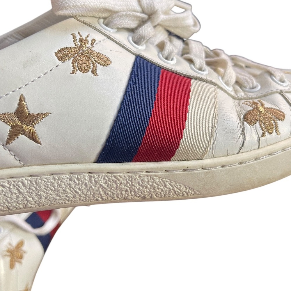 Gucci Ace Bee and‎ Star White Sneaker With Collapsable Heel Trainer 6 - Picture 2 of 11